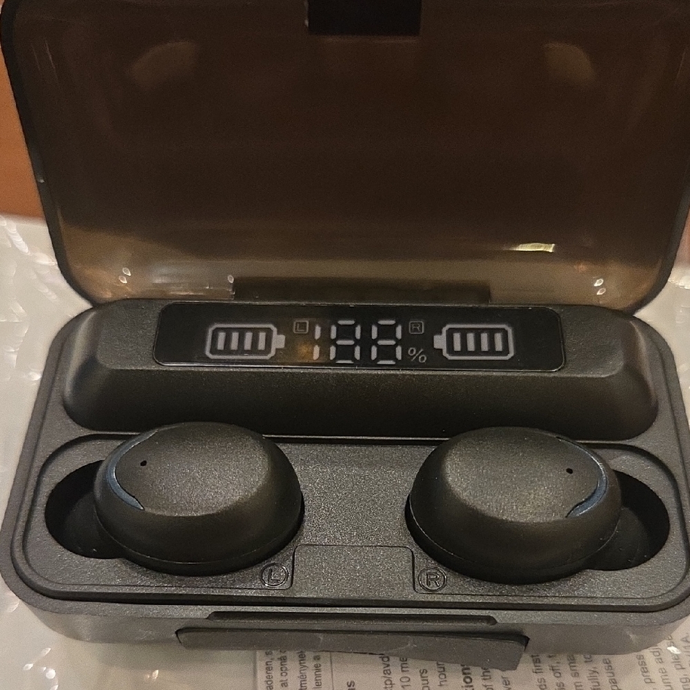 Wireless Black Earbuds with Charging Case